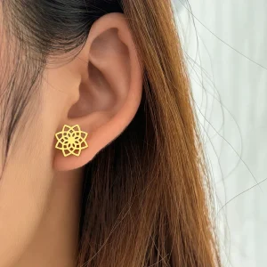 Brincos de Aço Inoxidável Mandala- Banhados a Ouro